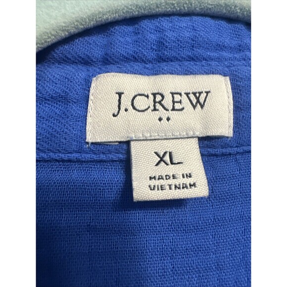 J. Crew Gauze Button Down Beach Tunic Womens Size XL Blue Resort Swim Cover Up - Picture 2 of 7